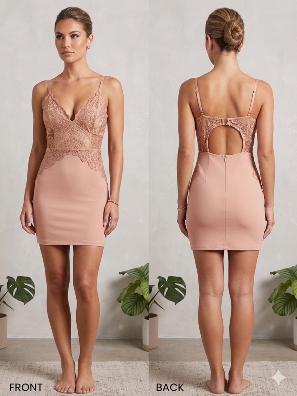 Windsor Blush Lace Trim Mini Dress